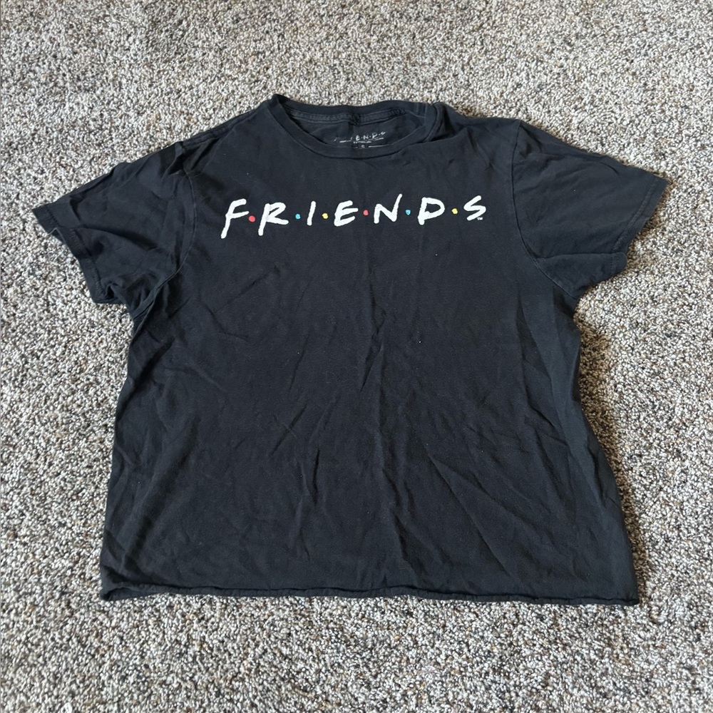 FRIENDS Classic Black Tee pre loved women’s crop top fitted size small